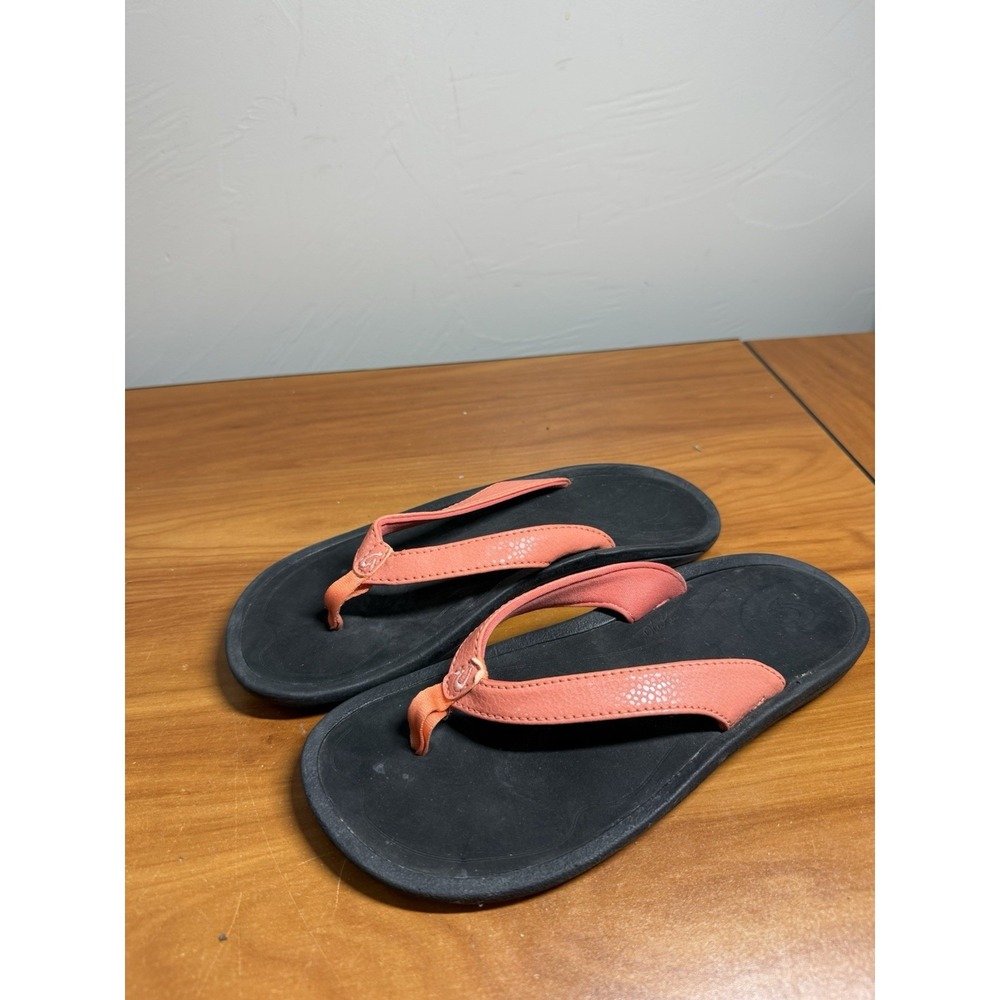 OluKai Kulapa Kai Sandals Women's Coral Pink Orange Thong Flip Flops Size 6/36